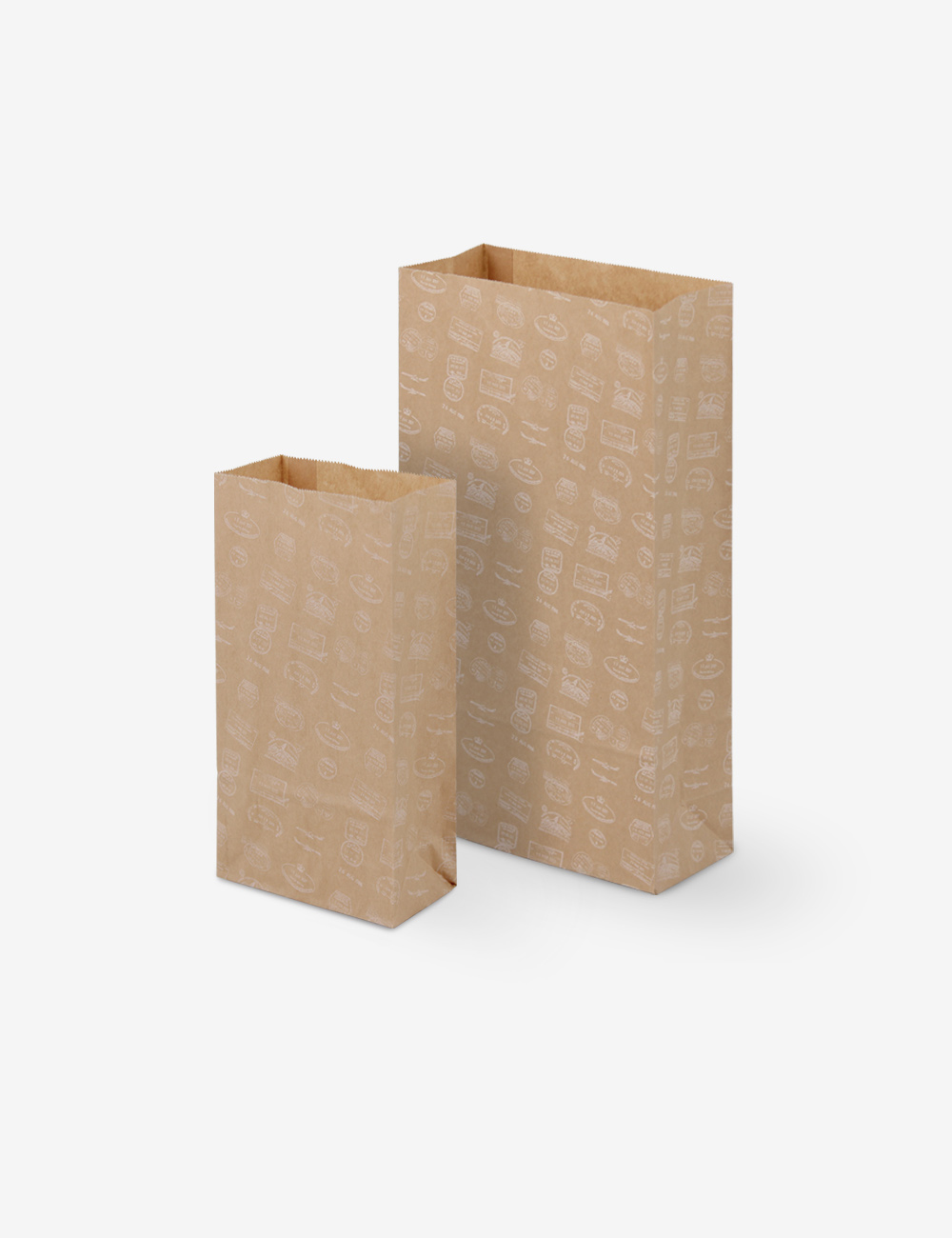 스탬프 크라프트 각대 종이봉투 (1,000장) 2가지 사이즈