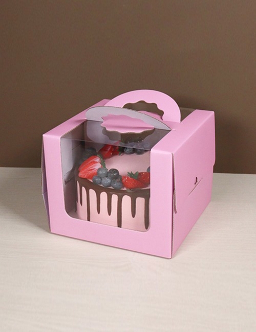 투명 3면 케이크 박스 1호_핑크(170mm(h),받침별매) (50개)