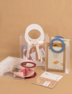 컬러 원형 손잡이 반투명 쇼핑백 (1장) - 2가지 사이즈