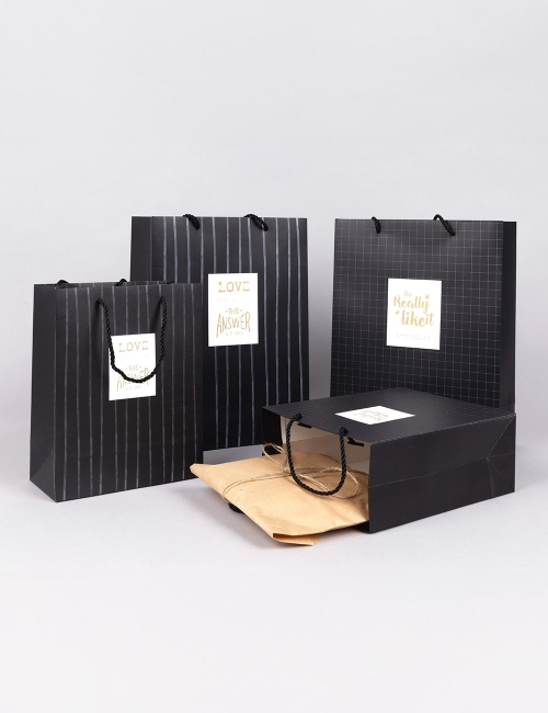 체크/스트라이프 고급 쇼핑백 (1장) - 2가지 디자인